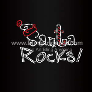 Santa Rocks Rhinestone Iron On Transfers